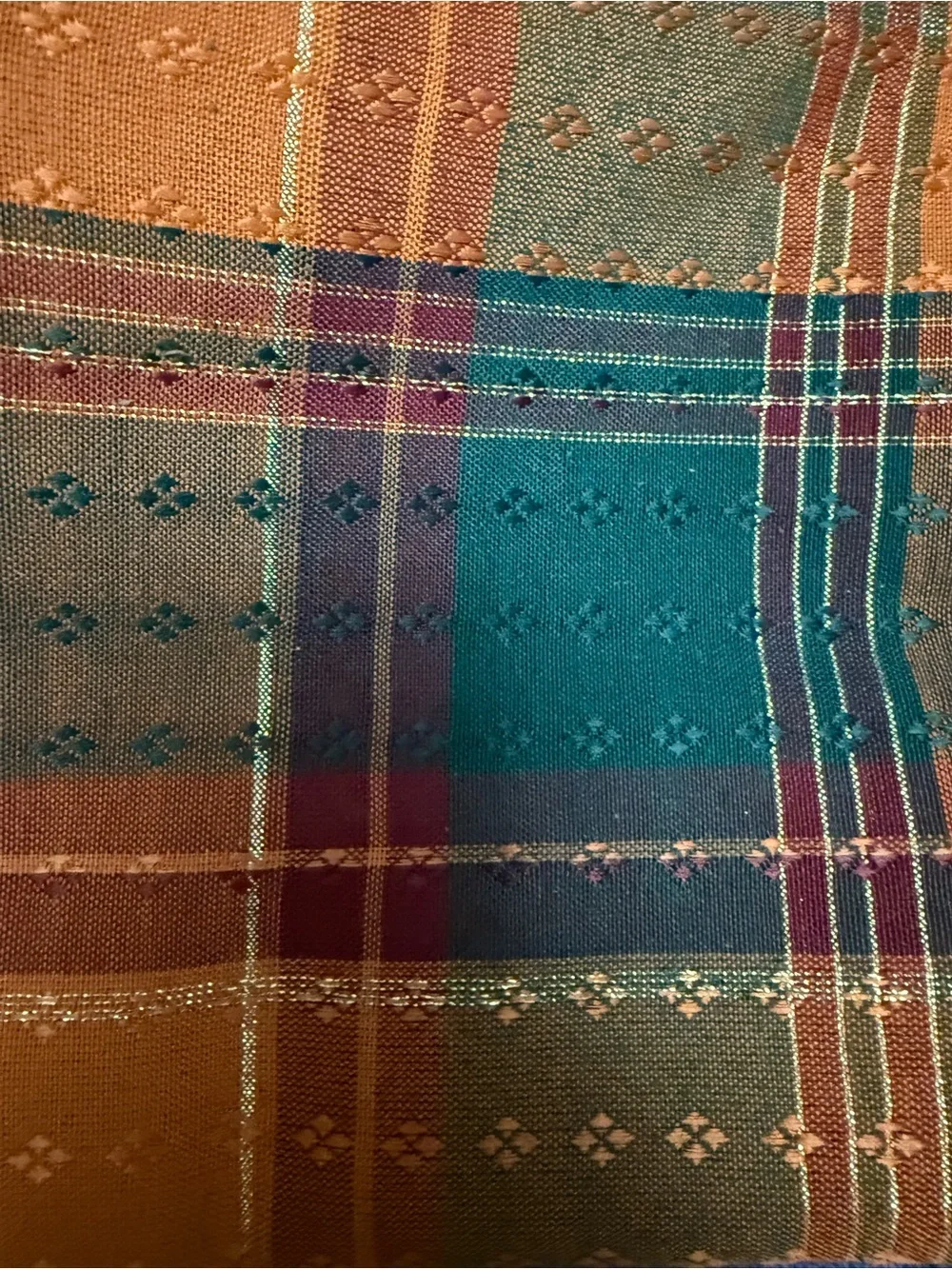 Autumn Fall Plaid Tablecloth with Matching Cloth Napkins & 8 Napkin Rings